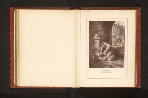 Photographic reproduction of a drawing depicting Gretchen falling before a sculpture of the Pietà
