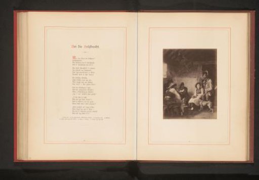 Photographic reproduction of a painting depicting a group around a fire in an interior