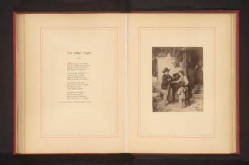 Photographic reproduction of a painting depicting children with a bird