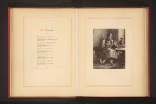 Photographic reproduction of a painting depicting a girl with two children in an interior