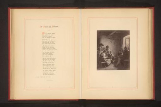 Photographic reproduction of a painting depicting a group listening to a girl playing a cittern