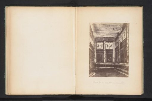 Photographic reproduction of a drawing of the interior of a tablinum in a ruin of a house on the Palatine in Rome