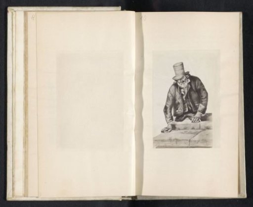 Photographic reproduction of a drawing, depicting a man without legs