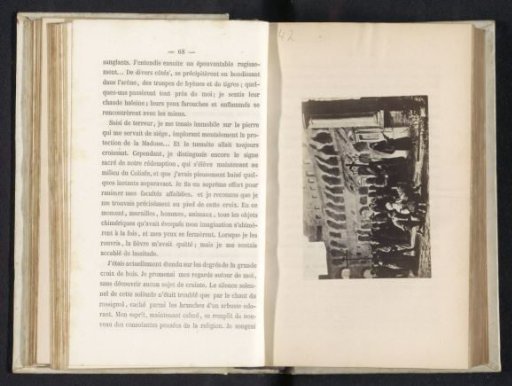 Photographic reproduction of a painting depicting a procession in the Colosseum in Rome