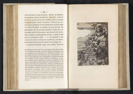 Photographic reproduction of a painting representing a crowd celebrating in the street (possibly) in Rome