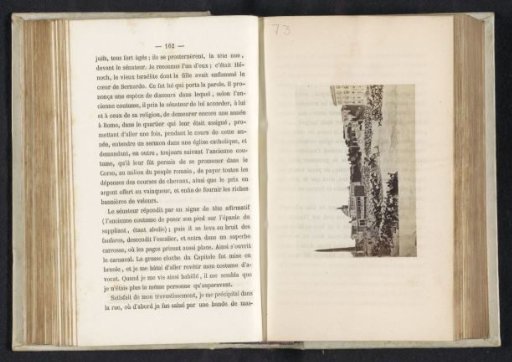 Photographic reproduction of a painting representing horse racing in Rome