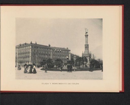 View of a monument to Christopher Columbus on the Plaza de Colón in Madrid