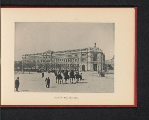 View of the main building of the Banco de España on Calle de Alcalá in Madrid