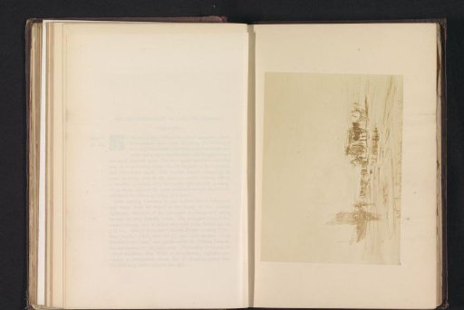 Photographic reproduction of a sketch of a beach scene with a boat and a horse-drawn cart at Hastings by David Cox