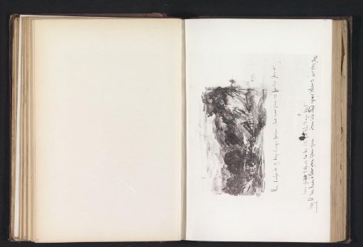 Photographic reproduction of a letter from David Cox with a sketch of a landscape
