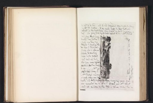Photographic reproduction of a letter with a landscape sketch by David Cox to William Roberts dated January 12, 1841