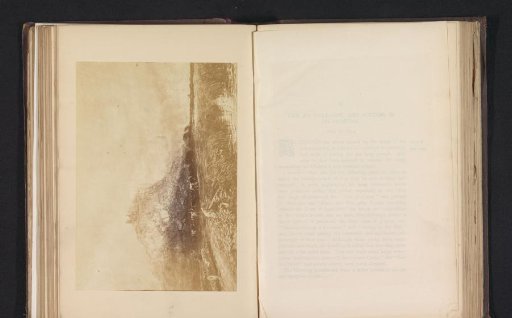 Photographic reproduction of a drawing of Beeston Castle with cows in the foreground by David Cox