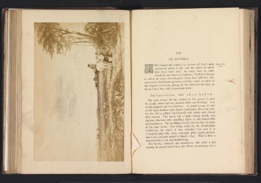 Photographic reproduction of a painting of farmers on their way to the fields by David Cox