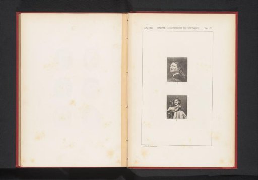 Two portraits of an unknown woman and a child showing anger and mockery