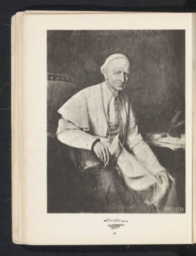 Photographic reproduction of a painting depicting a portrait of Pope Leo XIII