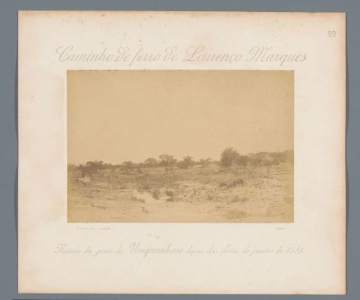 Remains of a destroyed railway bridge at Umquanhene in Mozambique