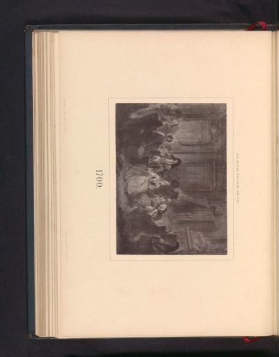 Photographic reproduction of a drawing depicting nobles in an interior