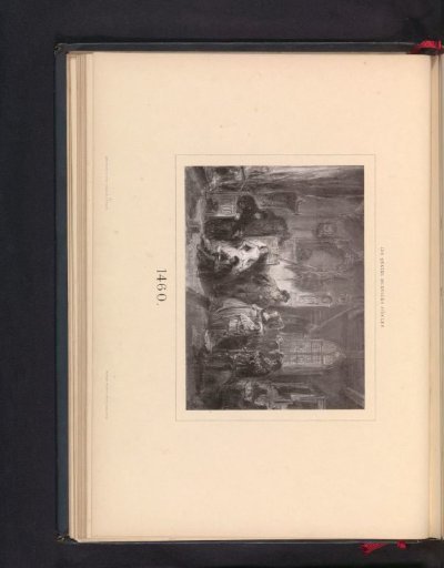 Photographic reproduction of a drawing, representing rulers on a throne with their retinue