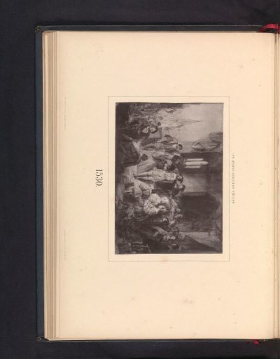 Photographic reproduction of a drawing, representing a ruler with his retinue