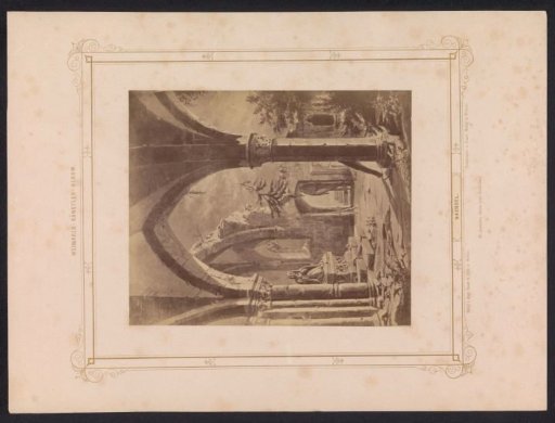 Photographic reproduction of a drawing, depicting the ruin of a church