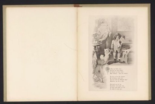 Photographic reproduction of a drawing of a crying child with a dog
