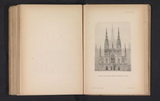 Photographic reproduction of a design drawing for the façade of the Milan Cathedral by Skjold Neckelmann and August Hartel