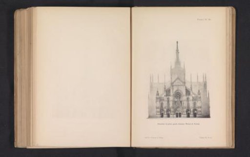 Photographic reproduction of a design drawing for the façade of the Milan Cathedral by Anton Weber