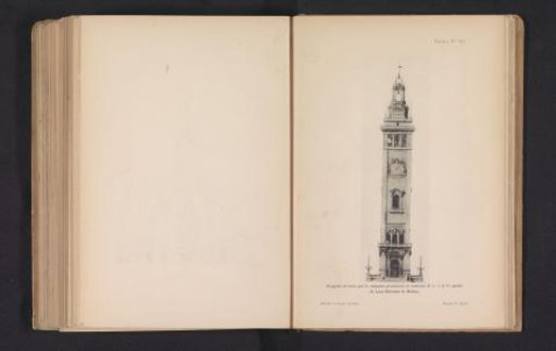Photographic reproduction of a design drawing for the bell tower of the Milan Cathedral by Luca Beltrami