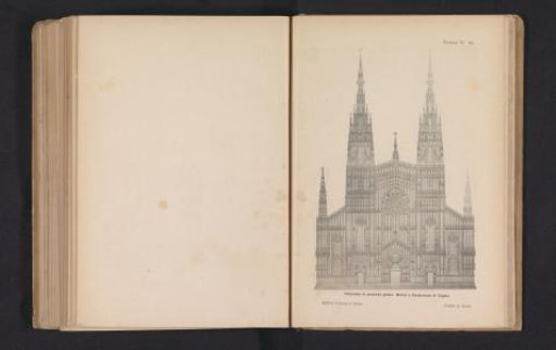 Photographic reproduction of a design drawing for the façade of the Milan Cathedral by Skjold Neckelmann and August Hartel
