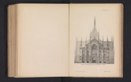 Photographic reproduction of a design drawing for the façade of the Milan Cathedral by Paolo Cesa Bianchi