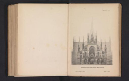 Photographic reproduction of a design drawing for the façade of the Milan Cathedral by Anton Weber
