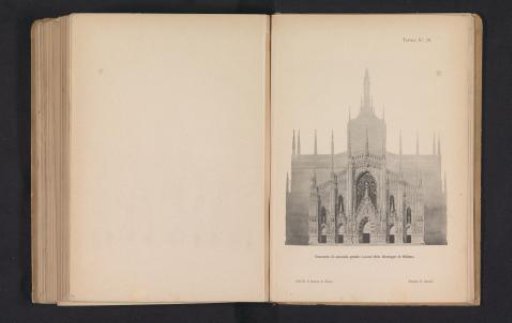 Photographic reproduction of a design drawing for the façade of the Milan Cathedral by Sebastiano Giuseppe Locati