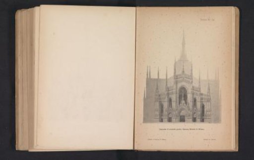 Photographic reproduction of a design drawing for the façade of the Milan Cathedral by Gaetano Moretti