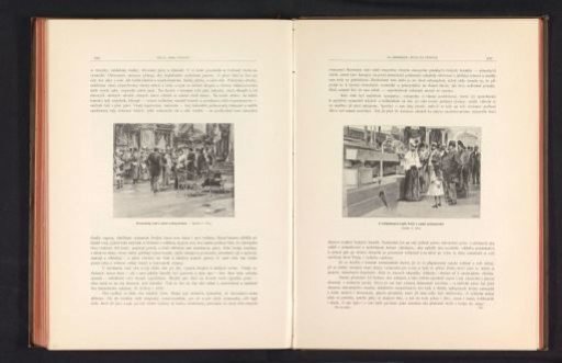 Photographic reproduction of a drawing depicting a vendor in the Industrial Palace in Prague
