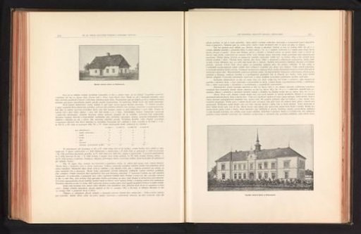 Photographic reproduction of a painting depicting the exterior of a former school in Slatiňany
