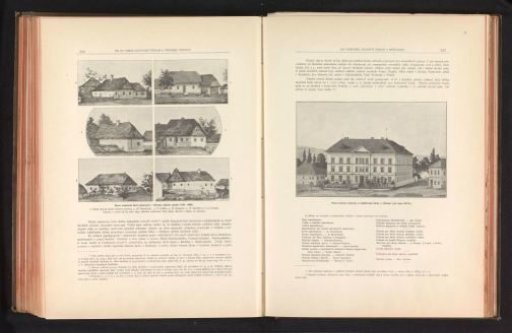Photographic reproduction of a painting depicting the exterior of a school in Hlinsko
