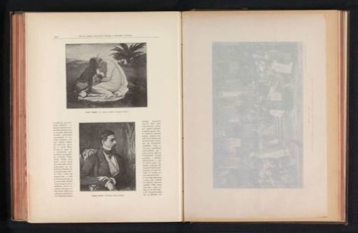 Two photographic reproductions of paintings, representing the Rest on the Flight into Egypt and a portrait of Ignác Umlauf