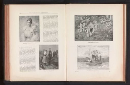 Two photographic reproductions of paintings, representing a portrait of Eleonóra Zichy and a group before a horse-drawn cart