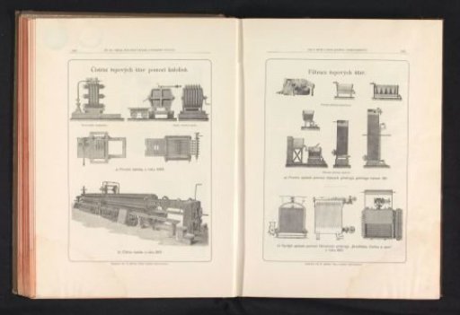 Photographic reproduction of a drawing depicting filtering machines