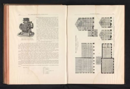 Photographic reproductions of a drawing showing cross-sections of a mill