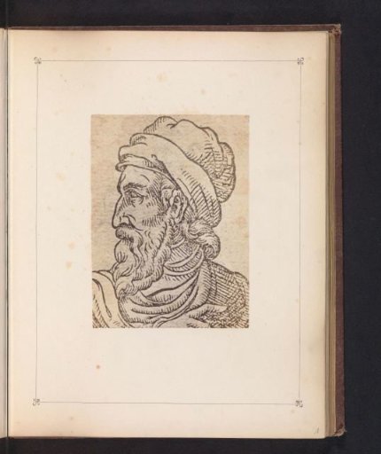 Photographic reproduction of a print depicting a portrait of Johannes Gutenberg