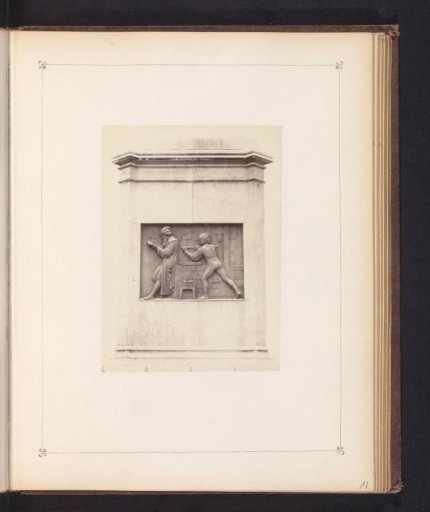 Relief on the monument to Johannes Gutenberg in Mainz, depicting Johannes Gutenberg checking a printed text