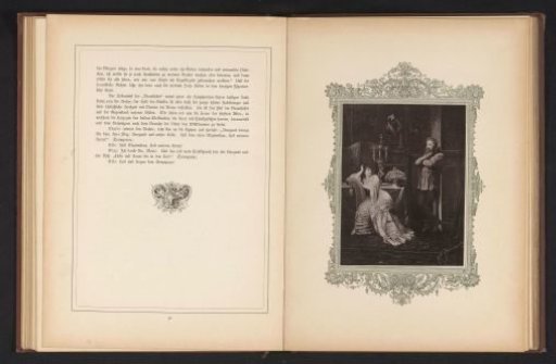 Photographic reproduction of a painting depicting a man and a woman in a room, presumably Georg and Valentine