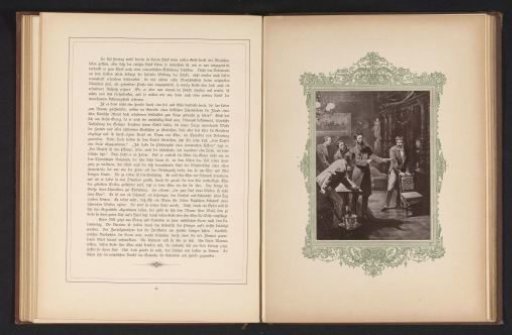 Photographic reproduction of a painting depicting Count Waldemar and four other men from Soll und Haben by Gustav Freytag