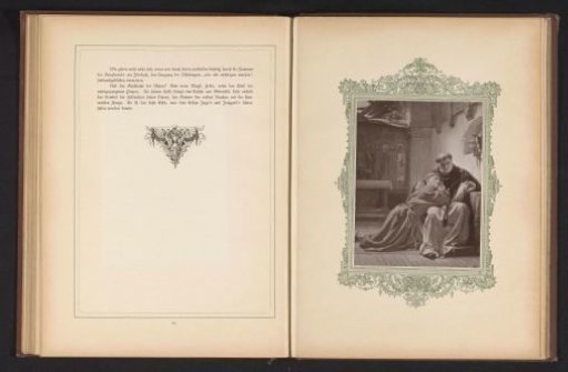 Photographic reproduction of a painting depicting a scene with Gottfried at a bishop's from Die Ahnen by Gustav Freytag