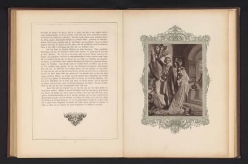 Photographic reproduction of a painting depicting Ivo and Hedwig von Meran from Die Ahnen by Gustav Freytag