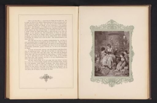 Photographic reproduction of a painting depicting Anna Fabricius teaching the children of the mercenaries from Die Ahnen by Gustav Freytag