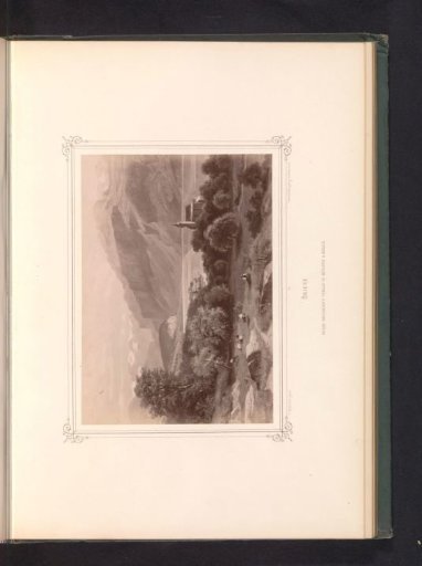 Photographic reproduction of a painting of a view of Brienz and Lake Brienz