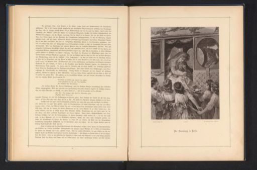 Photographic reproduction of a painting depicting Louise of Mecklenburg-Strelitz in a carriage during her wedding procession in Berlin with girls in front