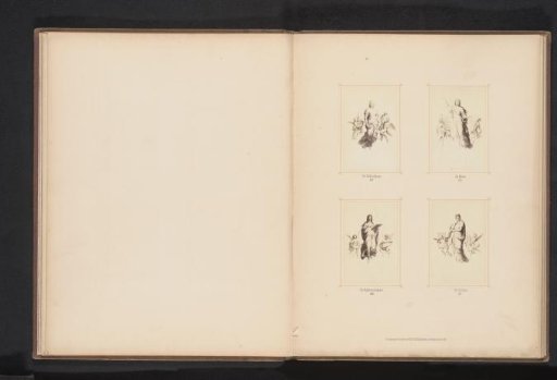 Photographic reproductions of four drawings of female personifications of the arts for wall paintings for the stairwell of the Neues Museum in Berlin